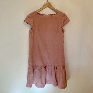 Pink Corduroy Ruffled Shift Dress
